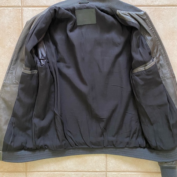All Saints Leather baseball style bomber jacket - Size Small, fits Medium - Picture 6 of 6